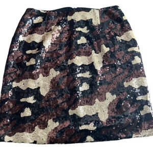 REVOLVE Three Eighty-Two Sequin Mini Skirt, Brown/Black/Tan Camo Print. XS. NWT